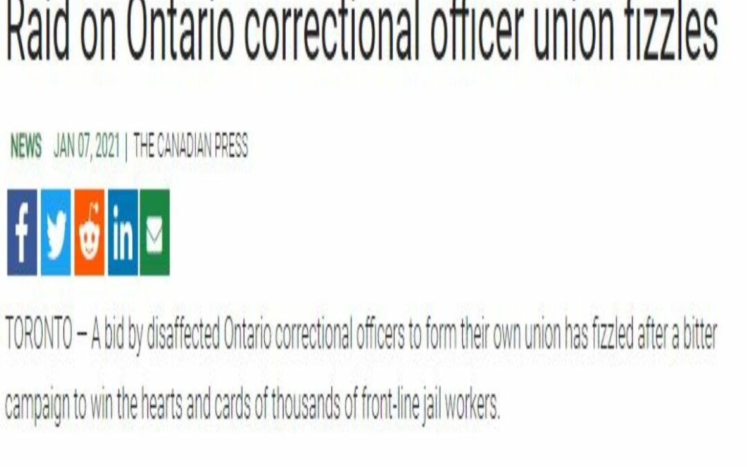 Raid on Ontario correctional officer union fizzles