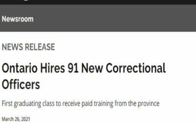 Ontario Hires 91 New Correctional Officers